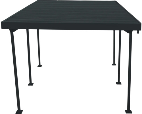 Pavilion pătrat, independent, cu acoperiș cu lamele și structură din oțel