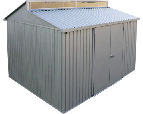 Magazie de grădină metalică cu ușă dublă și luminator