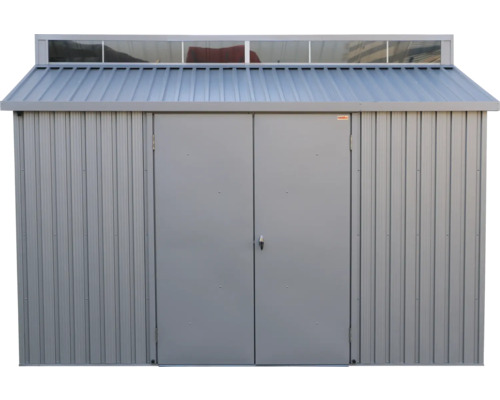 Magazie metalică de grădină cu ușă dublă și luminator