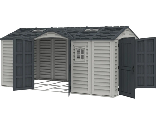 Dulap de grădină din plastic cu uși duble și fereastră