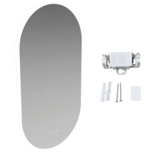 Oglindă ovală cu iluminare și material de fixare