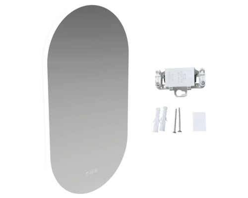 Oglindă ovală cu iluminare și material de fixare