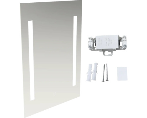 Oglindă dreptunghiulară cu decupaje și material de fixare