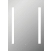 Oglindă dreptunghiulară cu benzi luminoase verticale și senzor tactil