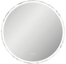 Oglindă rotundă cu ramă de marmură și iluminare LED