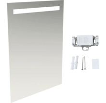 Oglindă de baie dreptunghiulară cu iluminare cu leduri și material de fixare