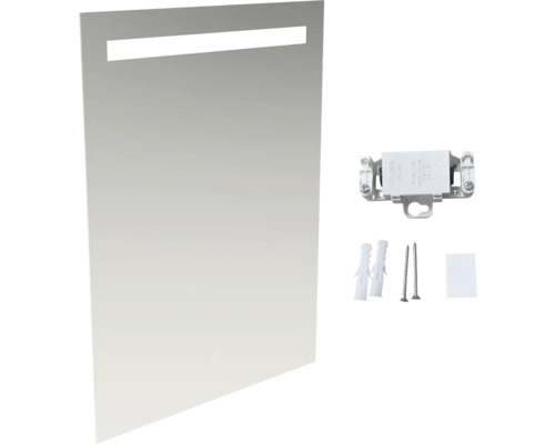 Oglindă de baie dreptunghiulară cu iluminare cu leduri și material de fixare