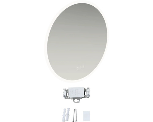 Oglindă ovală cu iluminare cu leduri și accesorii de montaj