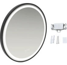 Oglindă rotundă de baie cu iluminare LED și material de fixare
