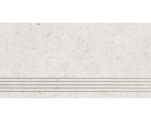 Treaptă gresie rectificată Therme gri 30x60 cm Placă de treaptă cu caneluri pentru mai multă siguranță