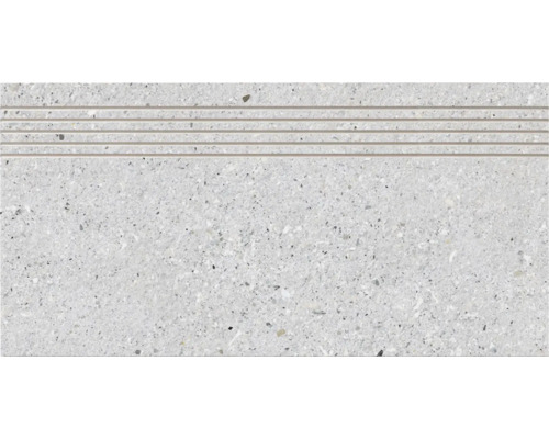 Treaptă gresie rectificată Breccia gri 30x60 cm Treaptă de scară cu caneluri pentru exterior