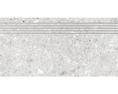 Treaptă gresie rectificată Ceppo di Gre gri 30x60 cm Placă treaptă cu suprafață striată