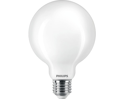 Bec LED Philips E27 7W 806 lumeni, glob mat G93, lumină caldă