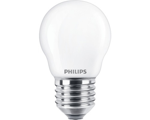 Bec LED Philips E27 6,5W 806 lumeni, glob mat P45, lumină caldă