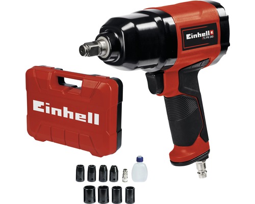 Mașină de înșurubat cu impact pneumatică Einhell TC-PW340 1/2" max. 340Nm Cheie de impact pneumatică Einhell cu cutie de depozitare și accesorii