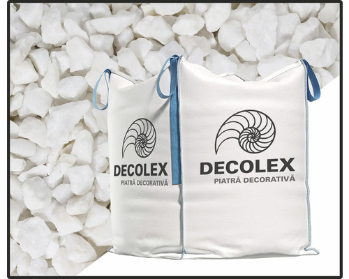 Marmură rotunjită Decolex granulație 7-15 mm Big Bag 500 kg alb Doi saci cu pietre decorative marca Decolex