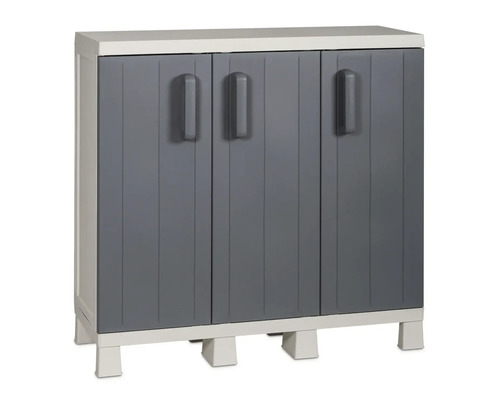 Dulap depozitare grădină pentru unelte TOOMAX Wood Midi plastic 97x37x93 cm cm grafit Dulap din plastic cu trei uși gri