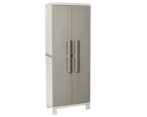 Dulap depozitare grădină pentru unelte TOOMAX Wood Midi plastic 173x65x37 cm gri Dulap multifuncțional din plastic cu două uși
