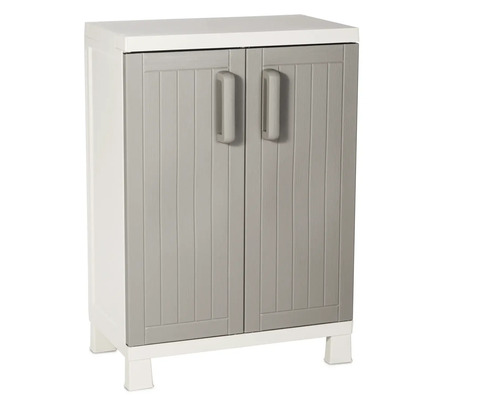 Dulap depozitare grădină pentru unelte TOOMAX Wood Midi plastic 65x37x93 cm gri Dulap multifuncțional din plastic cu două uși