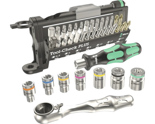 Set de scule Wera Tool Check Plus cu biți, chei tubulare și clichet