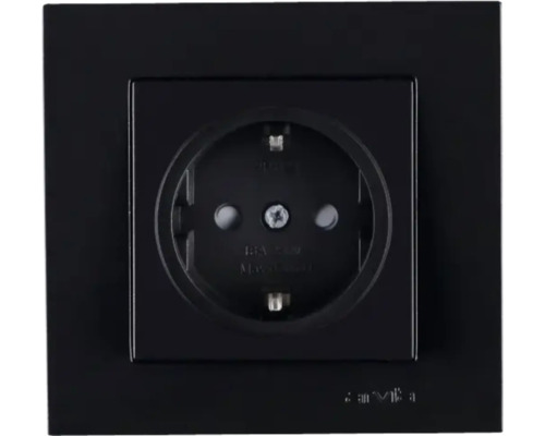 Priză simplă cu împământare Arvia Electric Karen, capac de protecție, protecție copii, negru