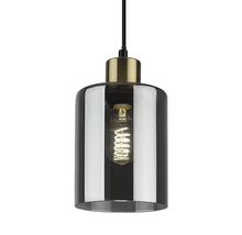 Lampa suspendată cu abajur cilindric din sticlă și bec