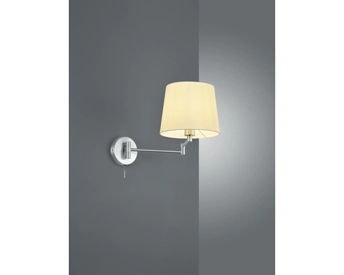 Lumină de perete cu abajur din material textil și întrerupător cu șnur