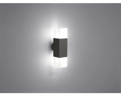 Aplică exterior sus/jos Hudson E14 2x4W, becuri LED incluse, IP44, antracit Lumină de perete cu LED pătrată pentru exterior