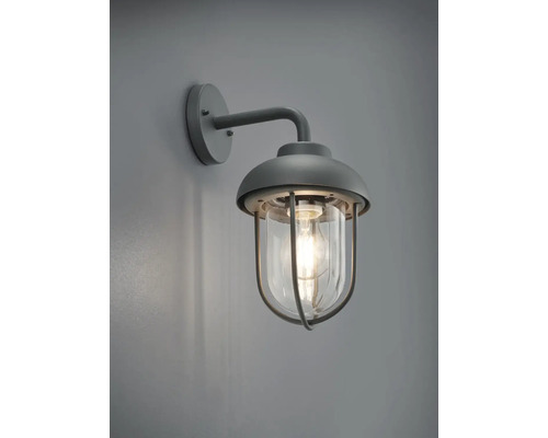 Lumină de perete gri cu corp din sticlă