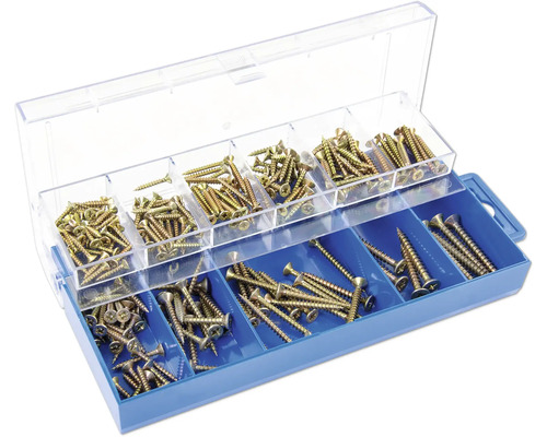 Cutie de sortimente cu diverse șuruburi