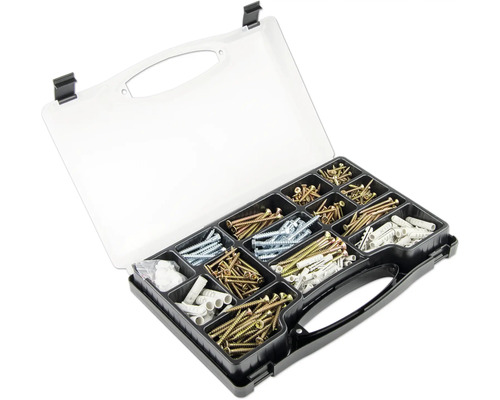 Cutie de sortimente cu șuruburi și dibluri