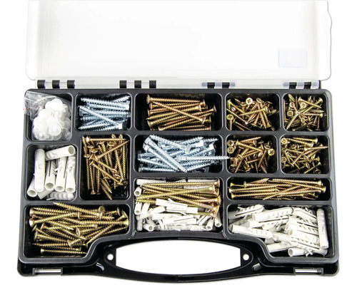 Cutie de sortimente cu șuruburi și dibluri