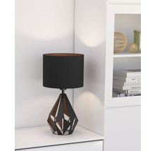 Lampă de masă cu bază geometrică și abajur negru