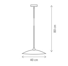 Desenul unei lămpi suspendate cu dimensiunile de 80 cm înălțime și 40 cm diametru