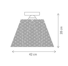 Desen tehnic al unei lămpi suspendate cu dimensiunile de 42 pe 28 centimetri