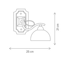 Schiță a unei lămpi de perete cu dimensiunile de 21 pe 25 centimetri