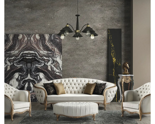 Living cu canapea, fotolii, taburet și plafonieră