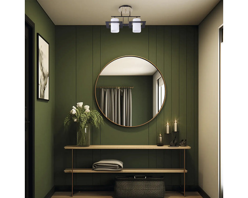 Hol cu plafonieră, oglindă și consolă