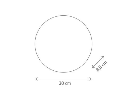 Ilustrație a unui cerc cu dimensiunile de 30 centimetri diametru și 8,5 centimetri lățime