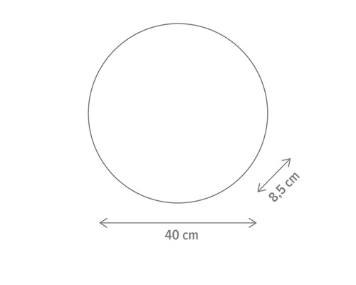 Imagine a unei forme rotunde cu dimensiunile de 40 cm în diametru și 8,5 cm în rază.