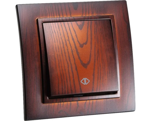 Întrerupător de lumină de culoarea lemnului cu simbol de comutare