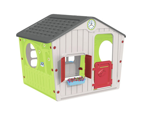 Căsuță de grădină pentru copii STARPLAST Galilee 140x108x115,5 cm Căsuță de joacă din plastic cu ferestre, ușă și ceas