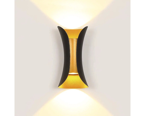 Aplică LED exterior Starke 2x5W 700 lumeni IP54, negru/auriu Lumină de perete cu lumină în sus și în jos