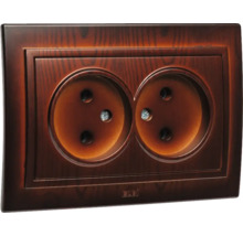 Priză dublă cu design din lemn pentru interior