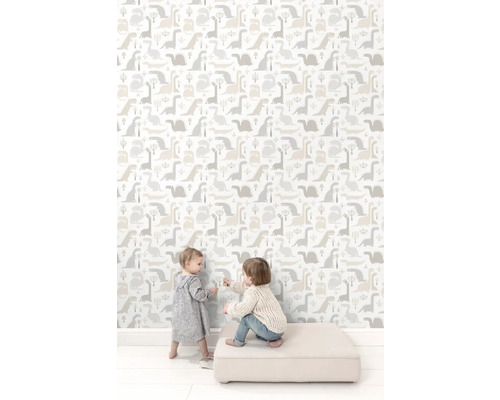 Tapetă pentru copii cu model de dinozauri în camera copilului