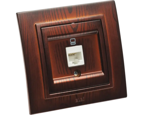 Priza de rețea cu aspect de lemn pentru conectarea dispozitivelor de rețea