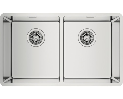Chiuvetă bucătărie inox cu 2 cuve Teka Be Linea 74x44 cm, fără picurător, montare sub blat Chiuvetă dublă din oțel inoxidabil pentru bucătărie