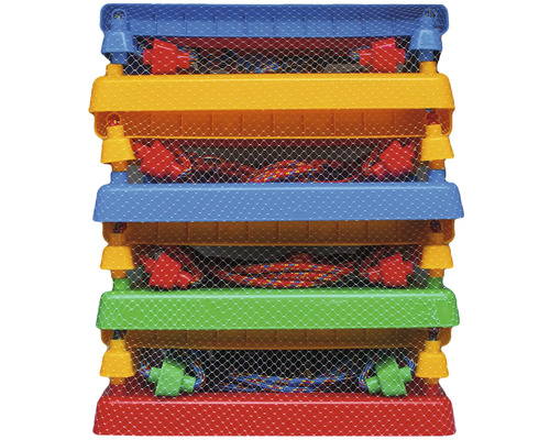 Raft de depozitare jucării pentru copii, multicolor, cu plasă