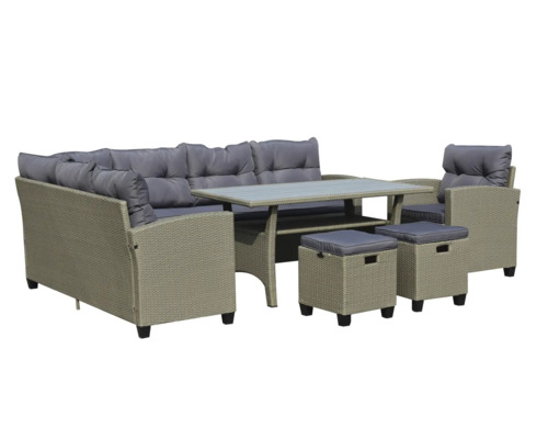 Set mobilier grădină cu canapea, fotoliu, masă și scaune