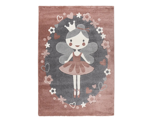 Covor copii Happy balerină roz/gri 80x150 cm Covor cu motiv de zână pentru camera copiilor
